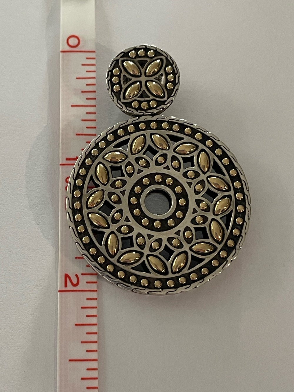 John Hardy Sterling Silver 18k Gold Kawung Enhancer